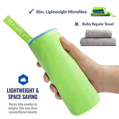 VENTURE 4TH Quick Dry Travel Towel, Ultra Soft Microfiber - 3 Sizes - color: Green Blue, size: 60.00" x 31.50"