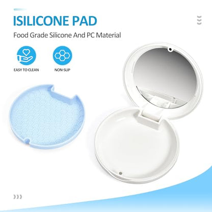 Orthodontic Retainer Case Aligner Mouth Guard Storage Box,White Blue - color: White Blue