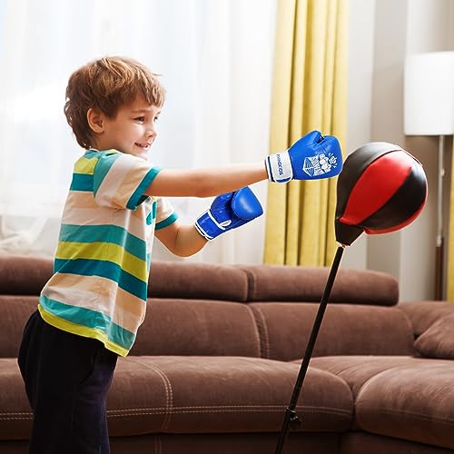 Kids Boxing Gloves for Sparring,Punching Bag,MMA Training,Ages 3-15 - color: Blue-White, size: 6 oz