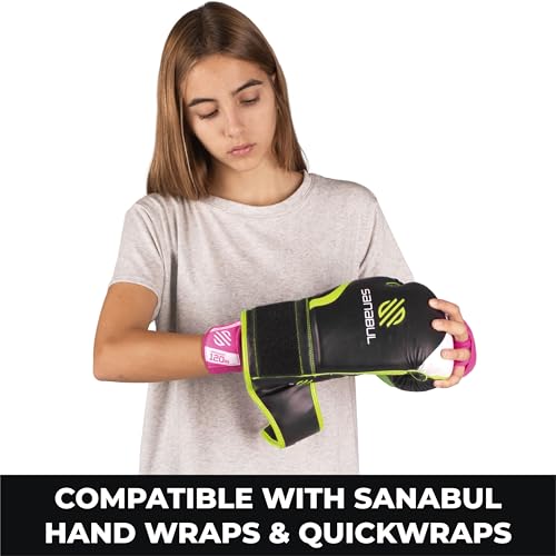 Sanabul Essential Gel Boxing Gloves for Men & Women, Kickboxing MMA, Muay Thai Gloves and Heavy Bag Training Punching & Sparring - color: Black/Green, size: 8 oz