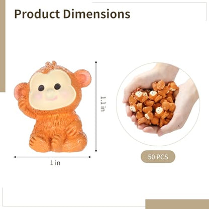 50 Pcs Mini Resin Monkey Figurine, Cute Jungle Animal Resin Miniature Ornaments for Micro Landscape, Fairy Garden, Cake Decor, Bookcase and Aquarium, Terrarium Accessories Bulk Set - style: Monkey