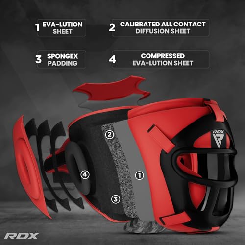 RDX Boxing Headgear MMA Muay Thai, Removable Face Grill, Head Gear for Sparring Grappling Martial Arts Kickboxing Taekwondo Karate BJJ Training - color: Red, size: Small
