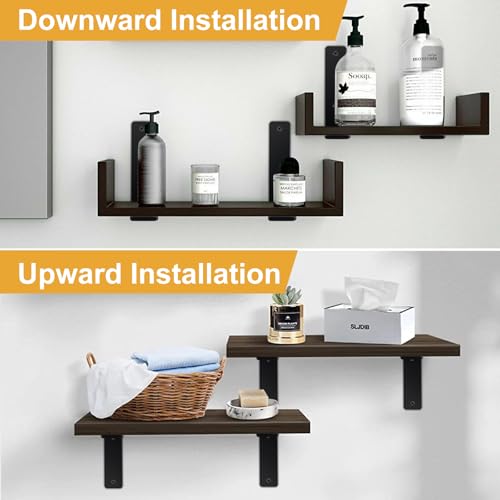 2 Pack - L 9" x H 6" x W1.5, 5mm Thick Black L Shelf Bracket, Iron Shelf Brackets, Metal Shelf Brackets, Floating Shelf, Shelf Supports with Screws - size: 9''x6'', style: Black 2 Pack