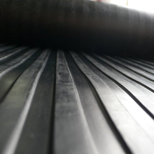 Rubber-Cal Wide-Rib Corrugated Rubber Floor Mat - 1/8 in. Thick x 3ft x 2.5ft Roll