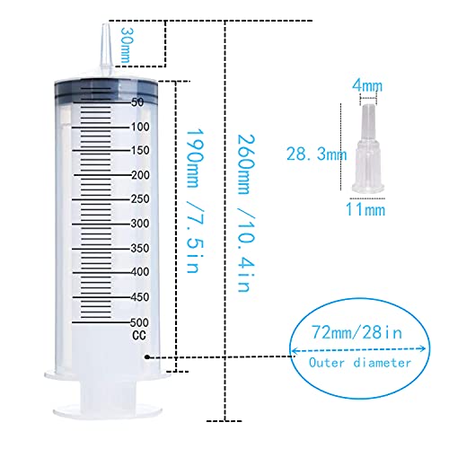 500ml/cc Large Plastic Syringe with Measurement for Scientific Labs, Garden Watering, Refilling and Filtration, pack of 1 - style: 500ML - 1 Pack