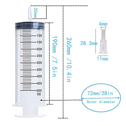 500ml/cc Large Plastic Syringe with Measurement for Scientific Labs, Garden Watering, Refilling and Filtration, pack of 1 - style: 500ML - 1 Pack