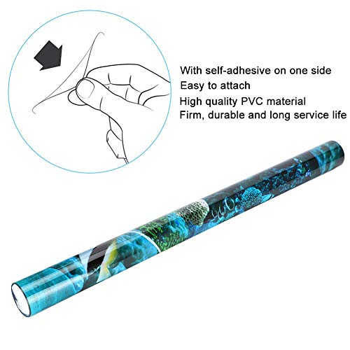 Sea World Aquarium Background, PVC Adhesive Double Sided Poster Sticker Fish Decoration(91x50cm)