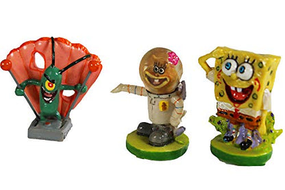 Penn-Plax Officially Licensed Spongebob 6 Piece Mini Aquarium Ornament Set – Great for Saltwater and Freshwater Tanks - size: Mini