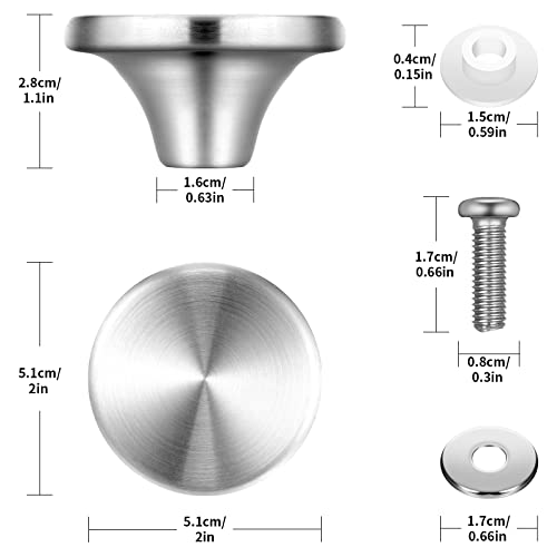 Hotop 4 Sets Dutch Oven Knob Stainless Steel Replacement Knob Pot Lid Handle Compatible with Le Creuset, Aldi, Lodge and Other Enameled Cast-Iron Dutch Oven (Silver) - color: Silver