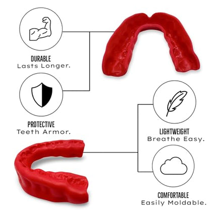 Zero-G Adult Mouthguard Red 1-Pack, Boil & Bite for Contact Sports - color: Red