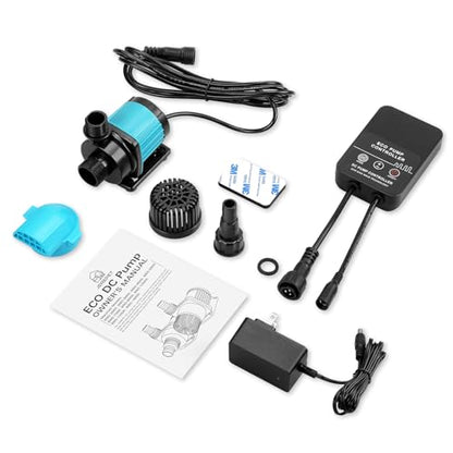 320GPH Mini Aquarium DC Water Pump with Controller, DC24V 12W Submersible Return Pump for Fish Tank,for 20g to 50g nano desktop Aquariums,Fountains,Sump,Hydroponic