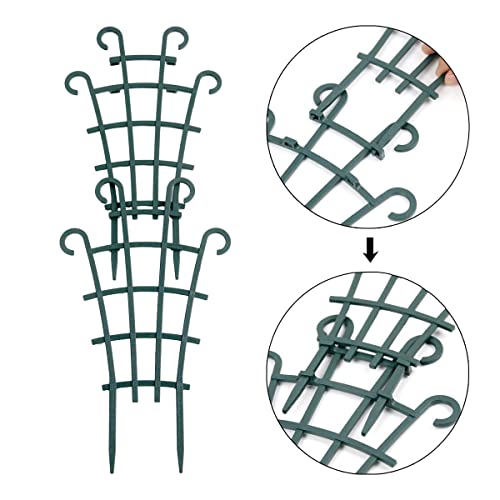 12 Pack Trellis for Potted Plants, Garden Trellis for Climbing Plants Plastic Mini Climbing Plant Trellis Flower Pots Support Stackable Trellis for Climbing Plants Peas, Dark Green
