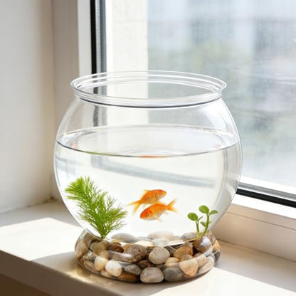 38 oz Mini Plastic Fish Bowl, Decorative Small Fishbowl, Clear Round Small Fishbowl Aquarium, Unbreakable Plastic Betta Fish Tank for Centerpiece Vases, Party Decorations and Home Decor