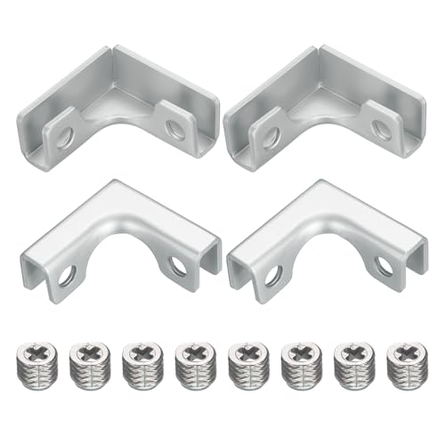uxcell 4Pcs Glass Fixing Clip, for 3-7mm L-Shaped Glass Combination Fixing Bracket, Aluminum Alloy Reinforced Clip Clamp for Glass Display Cabinet, Fish Tank (Silver Tone)