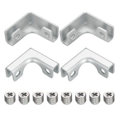 uxcell 4Pcs Glass Fixing Clip, for 3-7mm L-Shaped Glass Combination Fixing Bracket, Aluminum Alloy Reinforced Clip Clamp for Glass Display Cabinet, Fish Tank (Silver Tone)