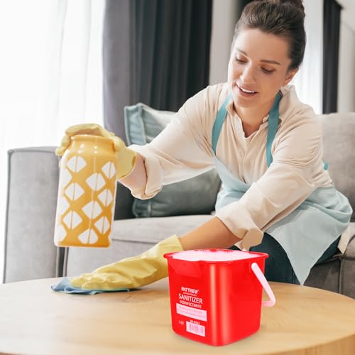 Matthew Red&Green&Blue Detergent and Sanitizing Cleaning Bucket 3 Quart Cleaning Pail,Set of 3 Square Containers,Built-In Spout w/Handle,Wash Rinse Sanitize Handwash Bucket,Incl.3Pcs Microfiber Cloths - color: Red&green&blue, size: 3 Quarts-3Pack
