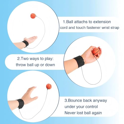 Skylety 24 Pcs Wrist Bounce Ball on String, Rubber Classic Style for Kids - style: Football Style