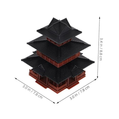 Healeved Miniature Pagoda Tower Aquarium Fish Tank Decoration, Small 7.8x7.8x8.8cm Resin Dual-Structure Japanese Garden Ornament for Desktop Zen Micro Landscape
