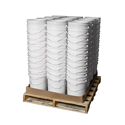 5 Gallon Bucket - Food Grade Bucket, Metal Handle Grip, BPA-Free, Heavy-Duty 90 Mil HDPE Plastic Pail, Stackable Utility Container, Made in USA, Lid Not Included, White, 120 Packs - color: White, size: 120 Packs
