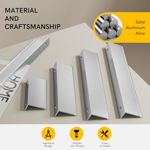 10 Pack Brushed Nickel Cabinet Pulls 10 inch Finger Pull for Cabinets Edge Aluminum Alloy Hardware for Dresser Drawer Cupboard Handles