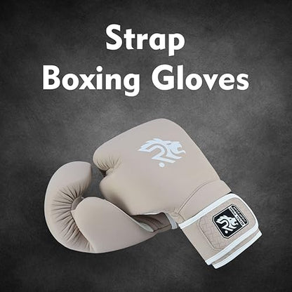 Ring Pro Leather Boxing Gloves with Strap – Premium for Training, Sparring, MMA, Kickboxing, Muay Thai (Unisex) - color: Skin, size: 12 oz