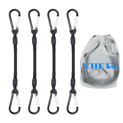 SDTC Tech 8IN Mini Short Bungee Cords with Carabiner Hooks - size: 8 inch-4 pack