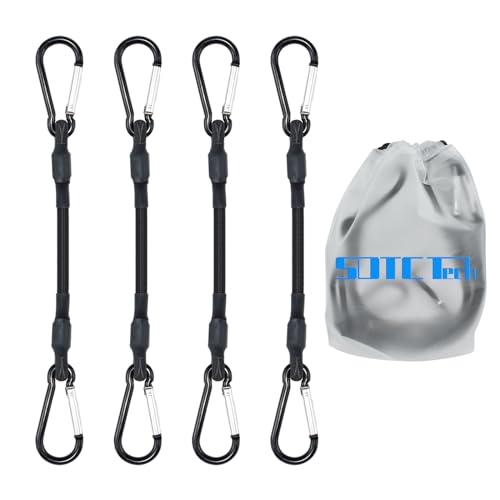SDTC Tech Mini Short Bungee Cords with Carabiner Hooks - size: 10 inch-4 pack