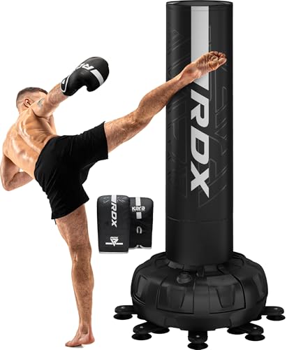 RDX XXL 330LBS Freestanding Punching Bag with Cover & Gloves – 72” Adult Heavy Pedestal Punch Bag Set - 17 Suction Cup 8 Extended Legs Stand Base - Kick Boxing MMA Home Gym Fitness - color: White