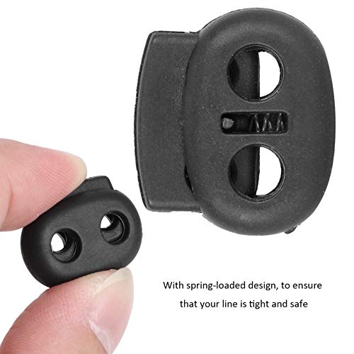 AYNEFY Double Hole Spring Cord Locks, Round Ball Plastic Spring Cord Locks End Stopper Fastener Slider Toggles for Drawstrings Sweatpants Lanyard Paracord