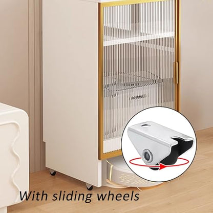 Robot Vacuum Cleaner Storage Rack,Robot Vacuum Storage Cabinet with Glass Door, Mobile Sweeping Robot Rack, Hidden Organizer for Floor Cleaning, Stylish Aquarium Stand for Living Room (Black