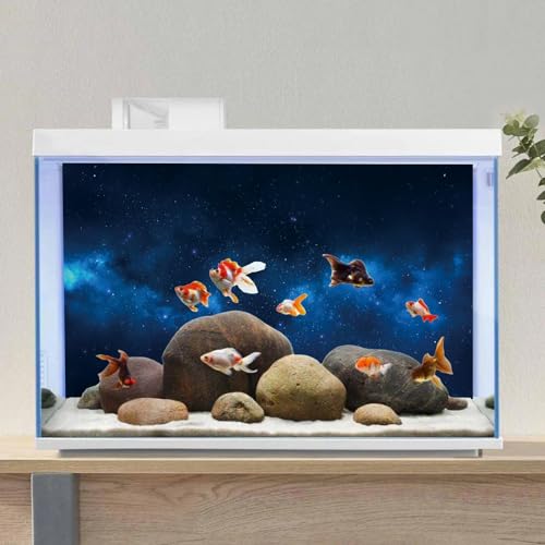 AWERT 72x18 inches Galaxy Aquarium Background Cloud Stars and Blue Cosmic Universe Fish Tank Background Mystery Space Terrarium Background