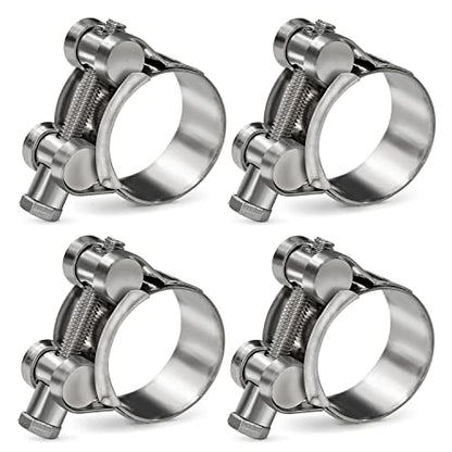 AKIHISA T-Bolt Hose Clamp,48-51mm OD Range 304 Stainless Steel Pipe Strap Clamp, Adjustable Heavy Duty Tube Clamp (4Pack, 1.89" to 2.01") - size: 48-51mm 4pack