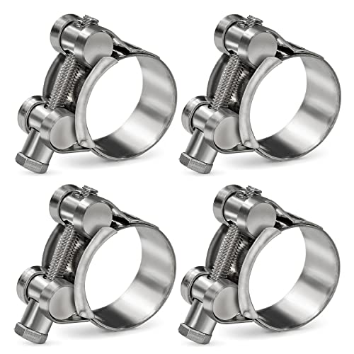 AKIHISA T-Bolt Hose Clamp,48-51mm OD Range 304 Stainless Steel Pipe Strap Clamp, Adjustable Heavy Duty Tube Clamp (4Pack, 1.89" to 2.01") - size: 48-51mm 4pack
