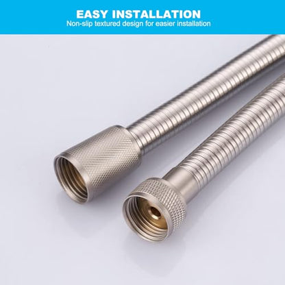 Brushed Nickel Finished Shower Hose, 63 Inch SUS 304 Stainless Steel Extra Long Shower Head Hose Replacement for Pet Bathroom Cleaning - color: Brushed Nickel, size: 63inch
