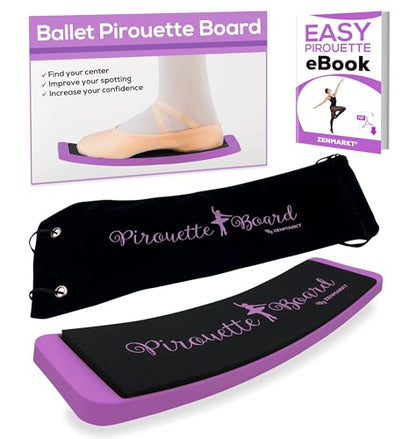 Turning Board for Dancers, Cheerleaders, Gymnasts, Ice Skaters | Improve Turns, Balance & Stability — Ballet Pirouette Trainer, Figure Skating & Gymnastics Practice Board - color: Purple with Bag