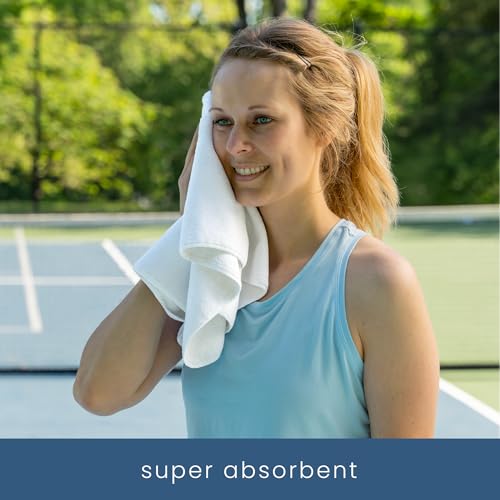 S&T INC. Microfiber Gym Towels, 3 Pack, 16" x 27", White | Absorbent and Lightweight, Quick-Dry, Compact for Gym Bag, Yoga and Travel, Machine Washable - color: White