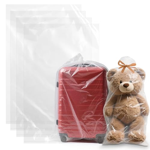 4 Pcs Large Clear Plastic Storage Bags - 2.4 Mil Heavy Duty Thick Extra Large 40x60 Moving Bags for Luggage Cover Suitcase Furniture Clothes Dust Protection,Reusable Transparent Home Storage