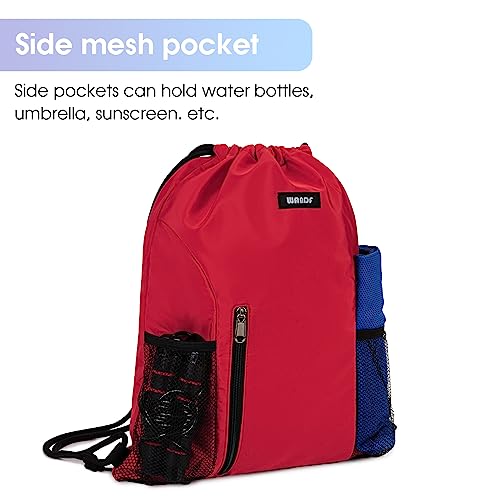 WANDF Drawstring Backpack, Gym Sackpack for Sports - color: Red