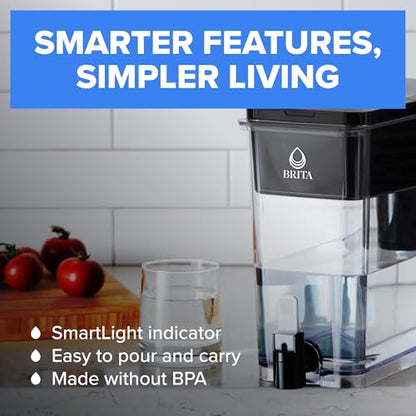 Brita Extra-Large 27-Cup Water Filter Dispenser with Standard Filter, WQA NSF/ANSI Certified, Removes Chlorine Taste & Odor, Reduces Zinc Copper & Mercury, BPA-Free, 1 Filter Included, Lasts 2 Months