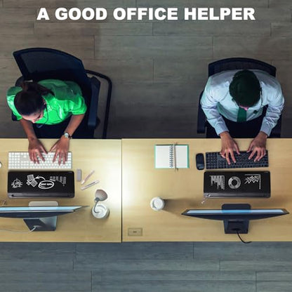 Desktop Whiteboard Dry-Erase-Board - Computer Keyboard Stand White Board Surface Pad with Drawer, Desk Organizers with Accessories for Office, Home, School Supplies - Complete Black - color: Black Base/Glass