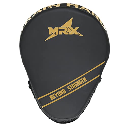 MRX Gel Tech Boxing Hook & Jab Pads MMA Focus Punching Mitts Training Thai Kick Strike Shield Curved Black/White - color: Black/Golden