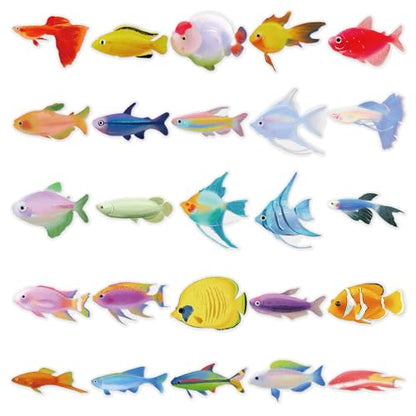 50PCS Aquarium Fish Stickers,Waterproof Vinyl Clear Transparent Freshwater Stickers Decals for Water Bottle Laptop