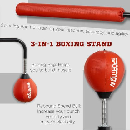 Soozier Boxing Bag Stand with Speed 55.1" to 80.7" - color: Red