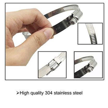 4Pcs 2.5" Adjustable 304 Stainless Steel Duct Clamps Clamp Pipe Clamp Air Ducting Clamp worm drive hose clamps （ 52mm-76mm, For 2.5" Hose) - size: 2.5" -4Pcs
