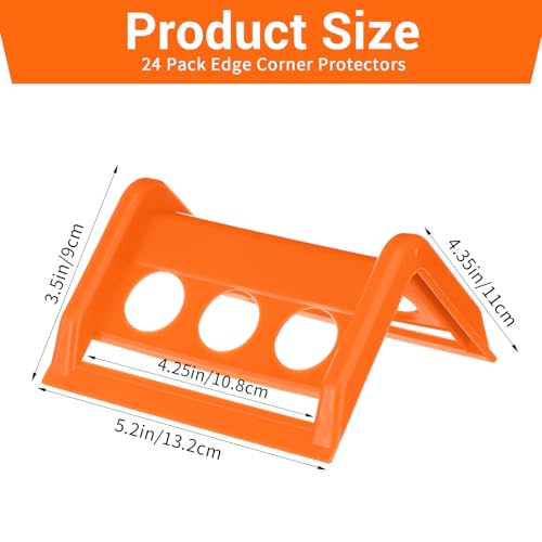 24 Pack Edge Corner Protectors for Flatbed Trucks, Heavy-Duty Plastic Cargo Guard – Reusable V-Shaped Tie Down Protectors for Up to 4 Inch Ratchet Straps, Shipping, and Load Securing (Orange)
