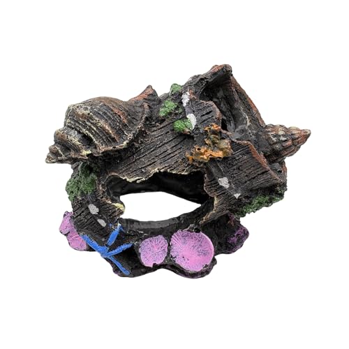 Fish Tank Aquarium Decor Resin Cave Decorations for Betta, Shrimp, Goldfish – Small Hide Ornament House with Broken Barrel Design, Hideout for Aquariums Habitat - color: Barrel