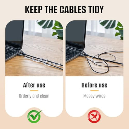 50 Pcs Self Adhesive Cable Clips,Upgraded Cable Management with Screw Hole,Strong Cord Organizer for Under Desk,Car,TV PC,Christmas Light Indoor/Outdoor-M