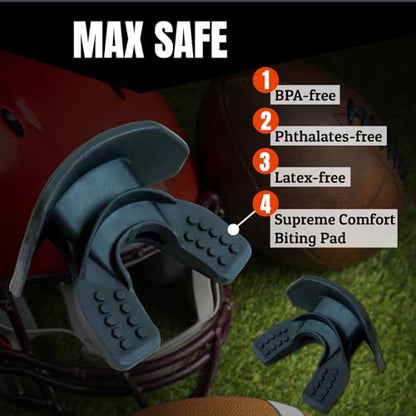 O Shield Core Football Mouth Guard, Detachable Strap - color: Black