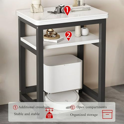 Robot Vacuum Cleaner Storage Rack,Robot Vacuum Stand Rack - 2-in-1 Storage Cabinet for Floor & Fish Tank, Home & Kitchen Organizer, Sleek White & Black Design, 80cm/31.4in, Space-Saving Clea