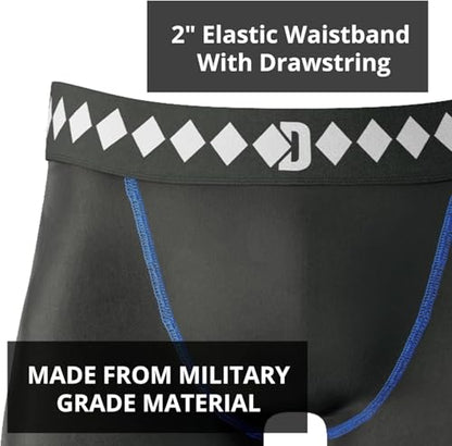 Diamond MMA Compression Shorts with Built-in Jock Strap Supporter with Athletic Cup Pocket for Sports - style: Adult